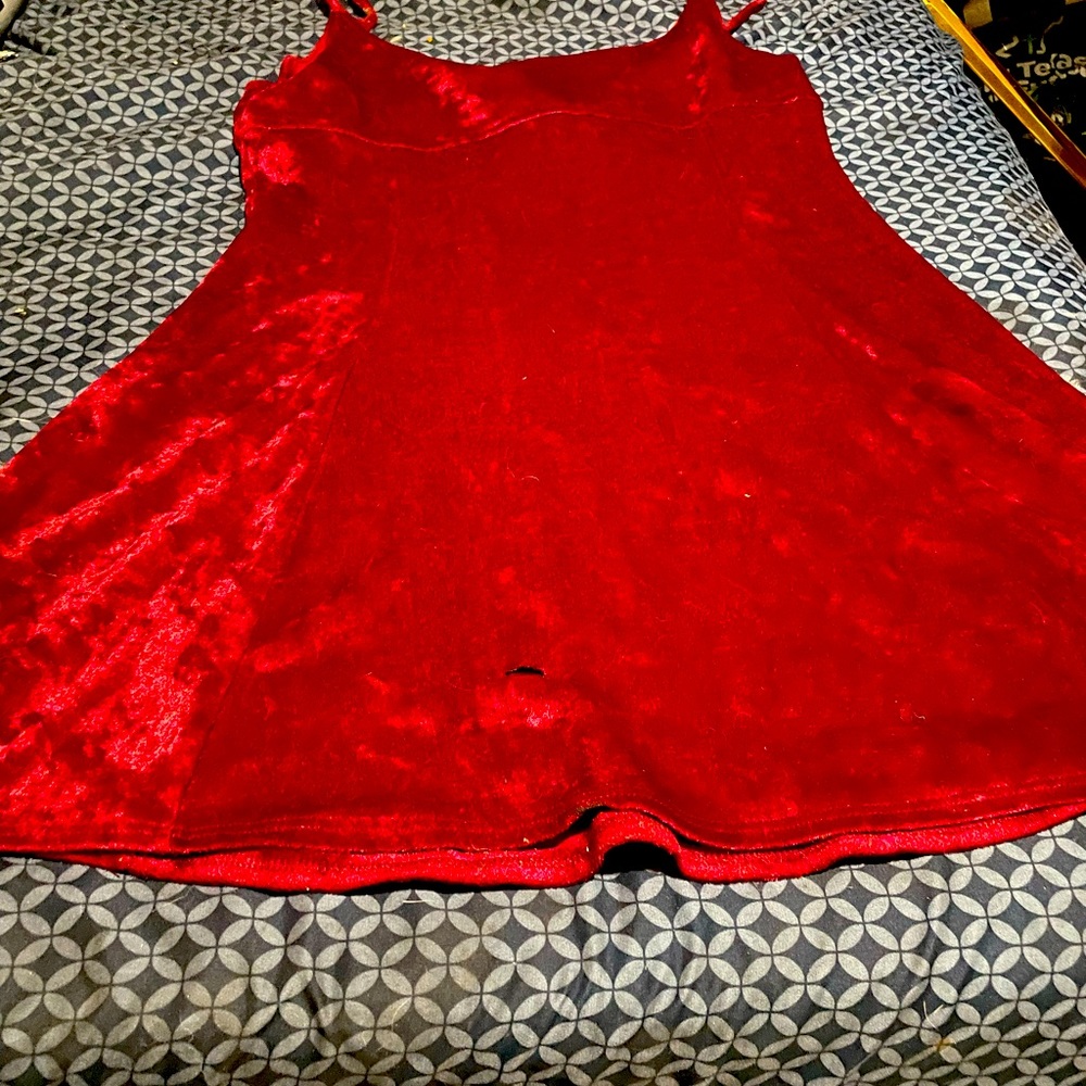 Red velvet skater dress circa 2000